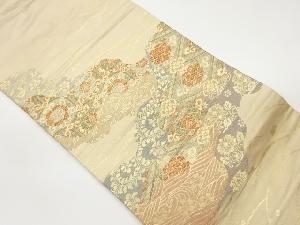 道長取りに華紋・花唐草模様織出し名古屋帯